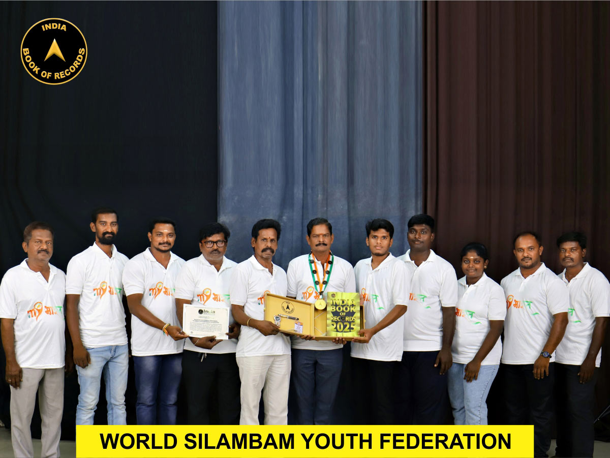 Maximum participants performing Silambam stick rotations blindfolded