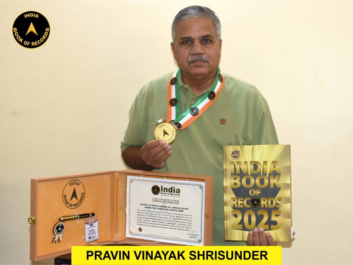 Oldest to drive across all Indian states under the Tropic of Cancer zone