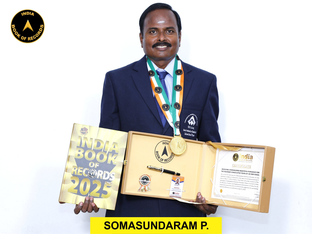 Receiving Vishwakarma Rashtriya Puraskar for the maximum consecutive years by an individual