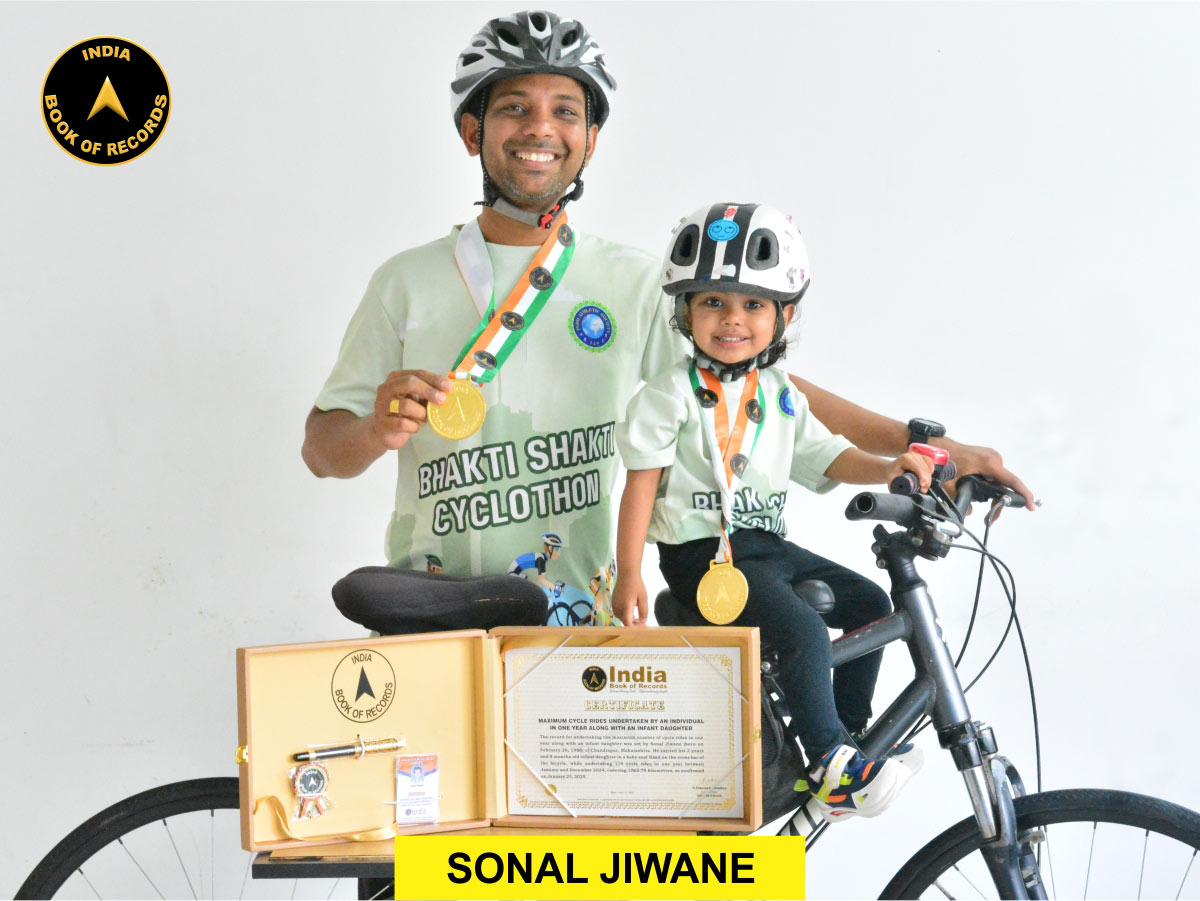 Maximum cycle rides undertaken by an individual in one year along with an infant daughter