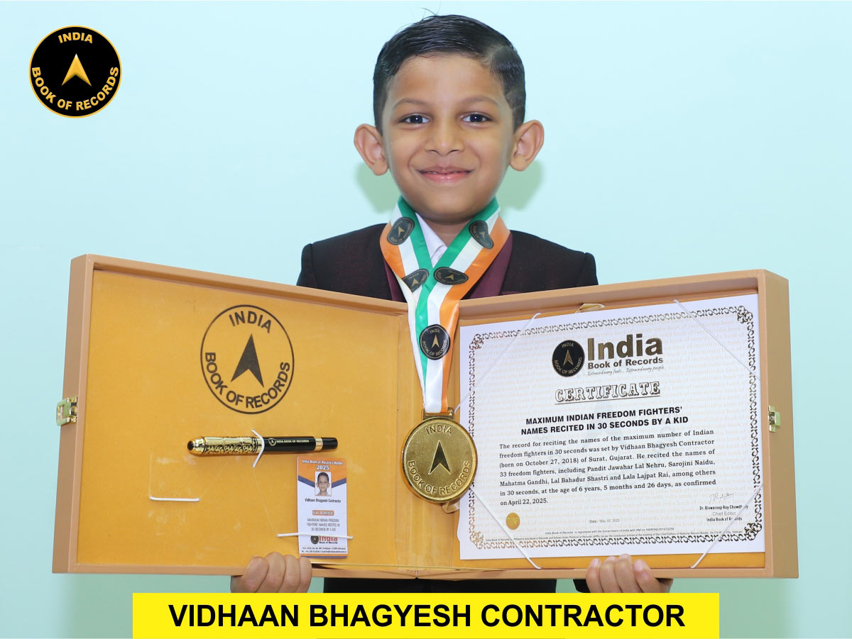 Maximum Indian freedom fighters’ names recited in 30 seconds by a kid