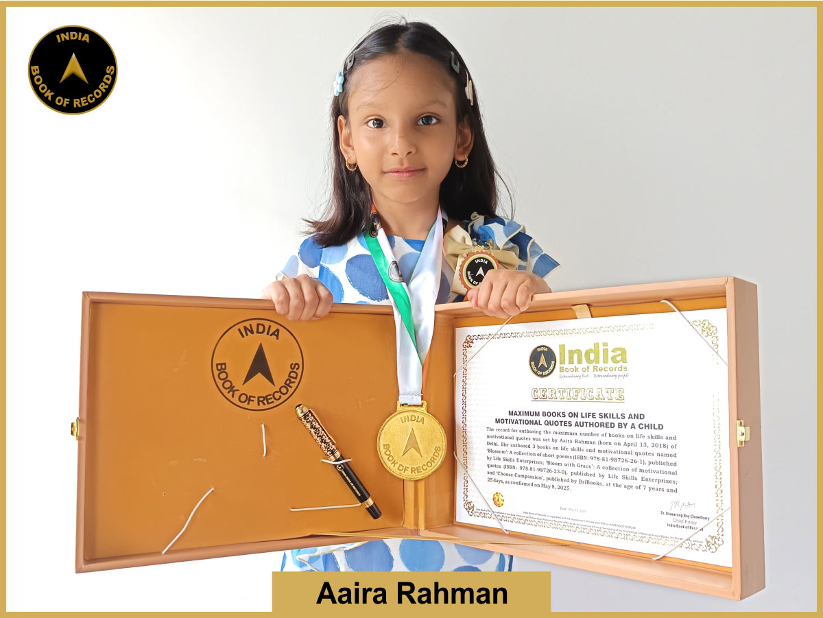 Maximum books on life skills and motivational quotes authored by a child