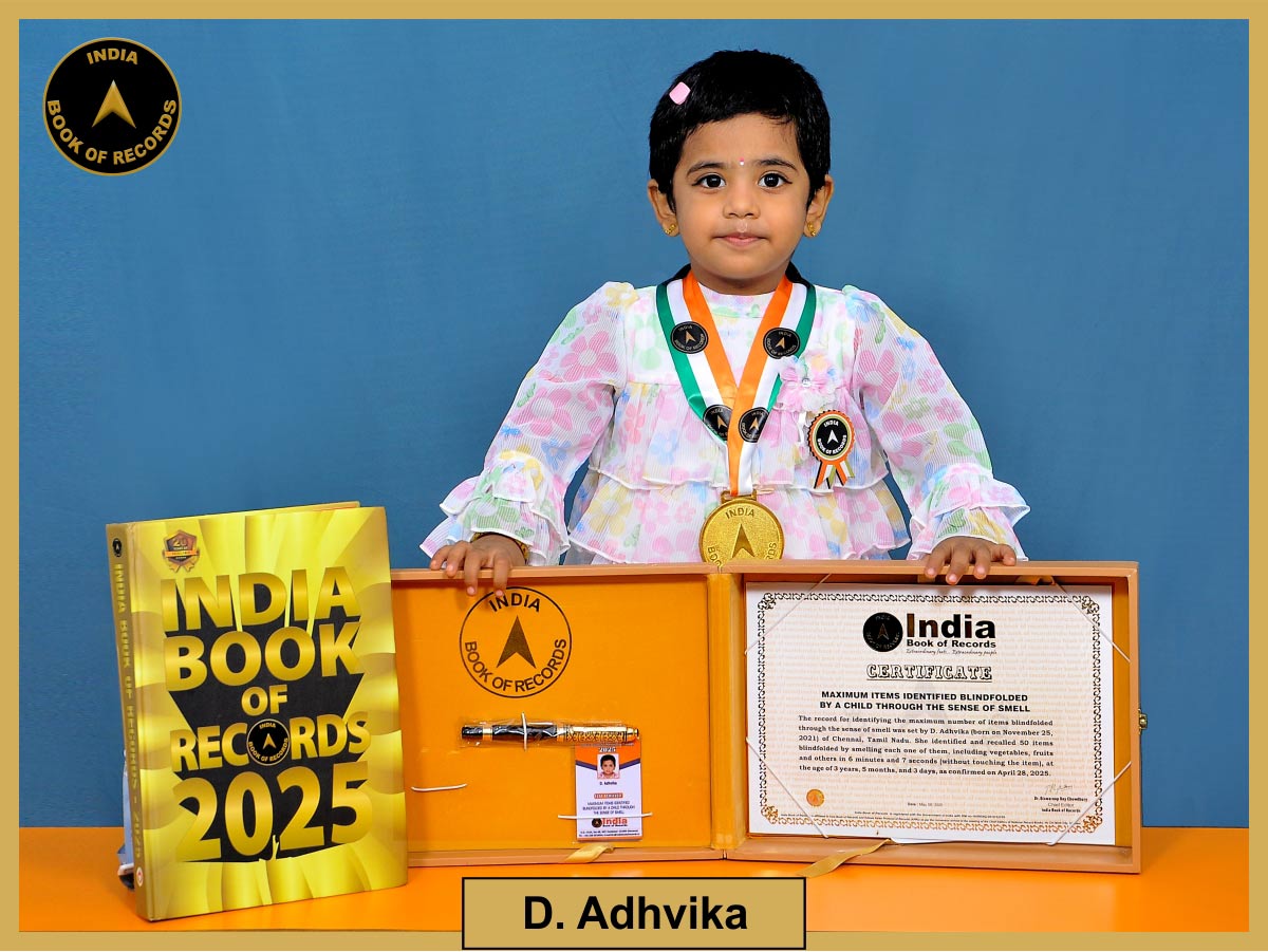 Maximum items identified blindfolded by a child through the sense of smell