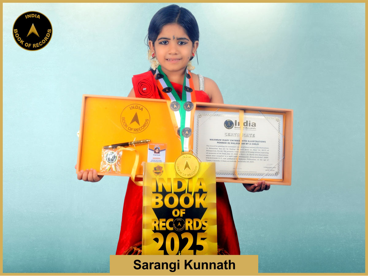 Maximum diary entries with illustrations penned in Malayalam by a child