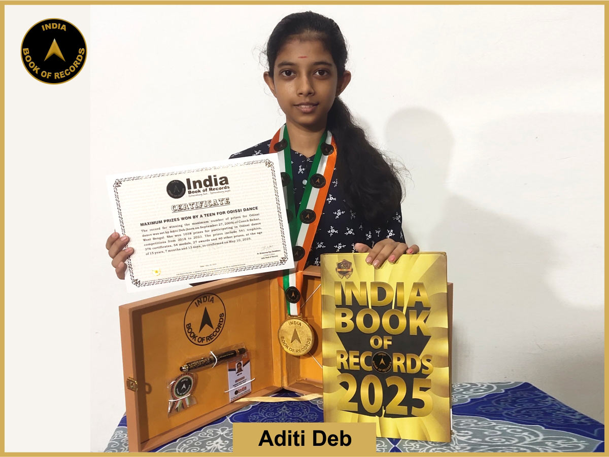Maximum prizes won by a teen for Odissi dance