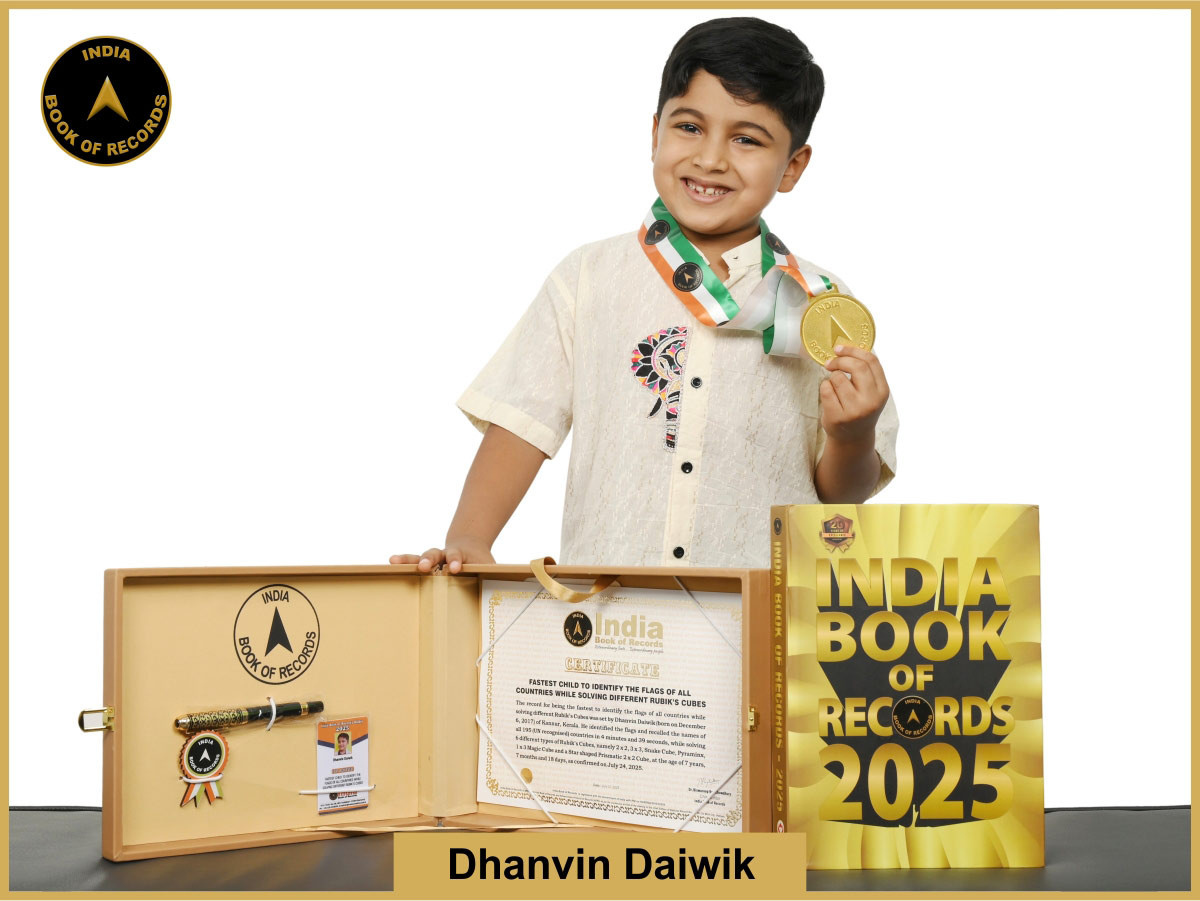 Fastest child to identify the flags of all countries while solving different Rubik’s Cubes