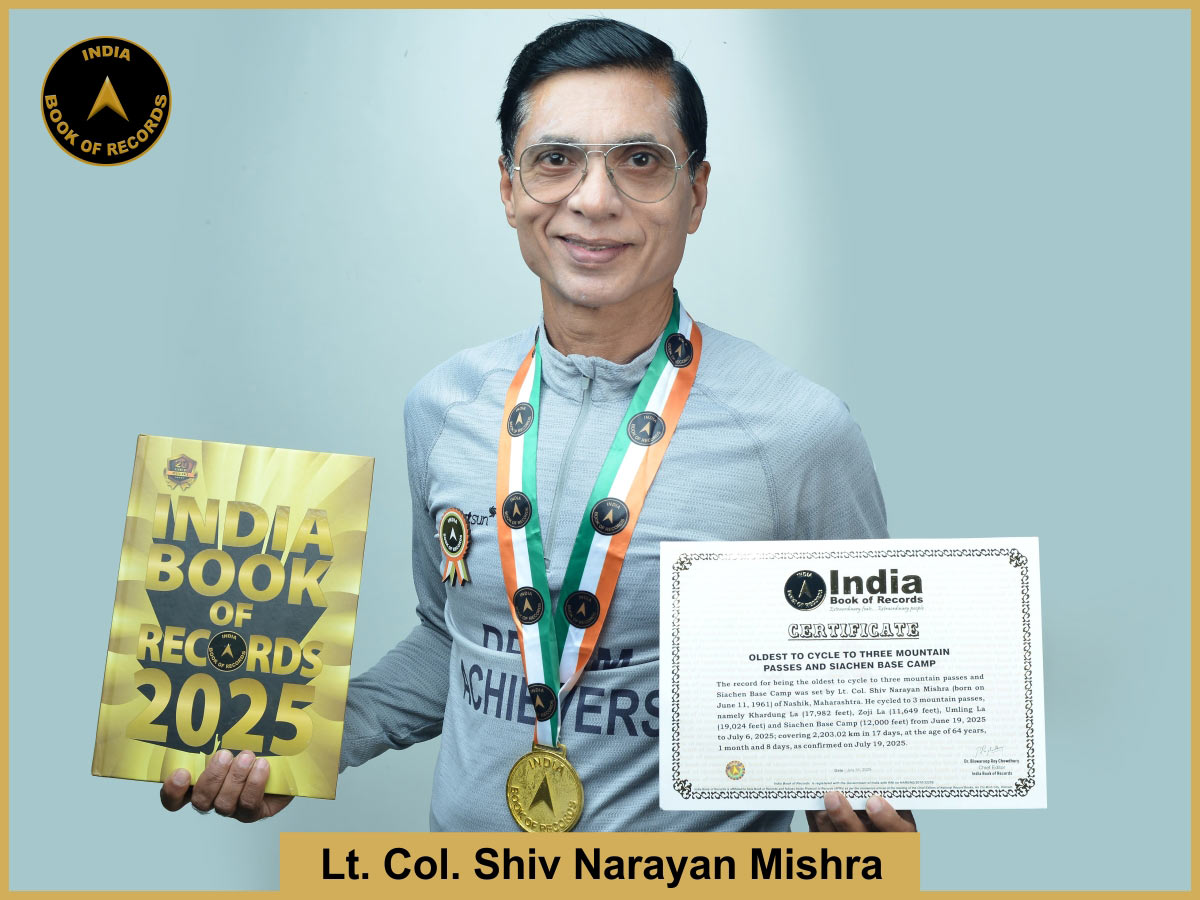 Oldest to cycle to three mountain passes and Siachen Base Camp