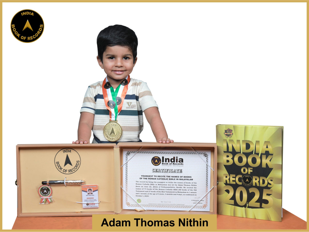 Youngest to recite the names of books of the Roman Catholic Bible in Malayalam