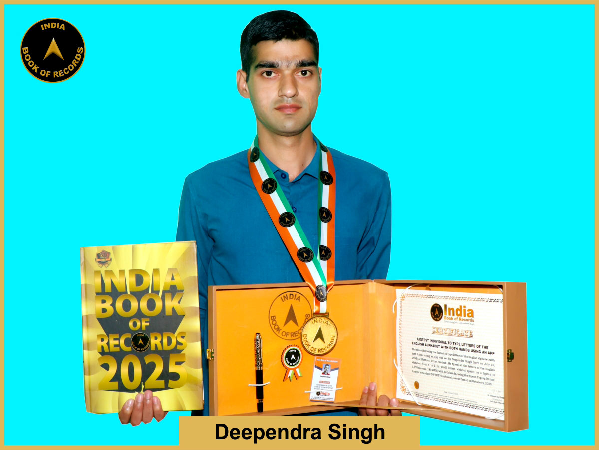 Fastest individual to type letters of the English alphabet with both hands using an app