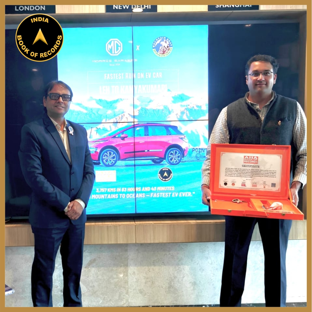 Fastest Electric Vehicle (EV) Journey from Leh to Kanyakumari by Team