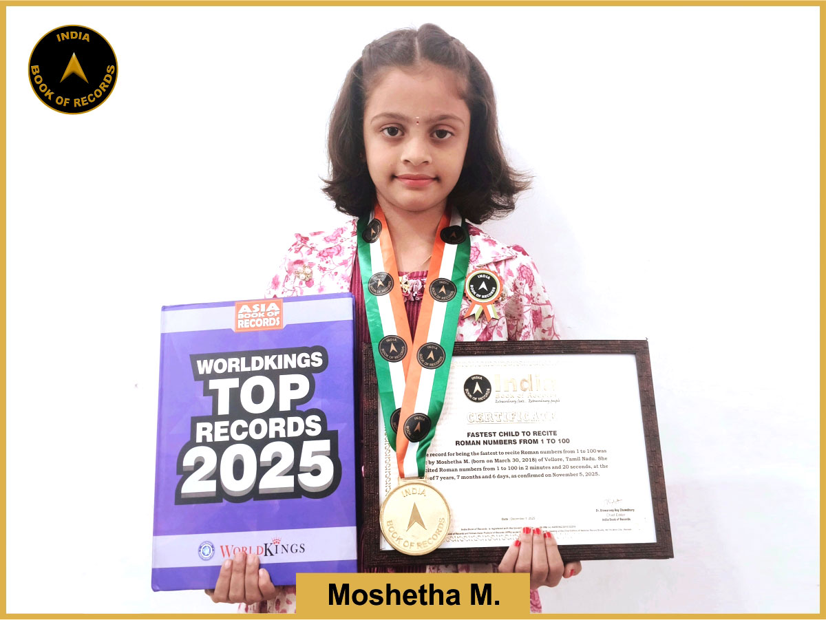 Fastest child to recite Roman numbers from 1 to 100