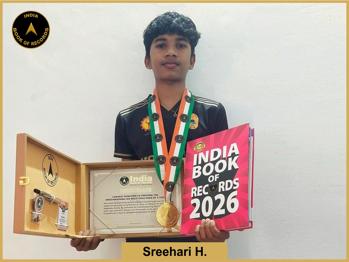 Longest duration to perform the Vrischikasana Leg Split yoga pose by a teen