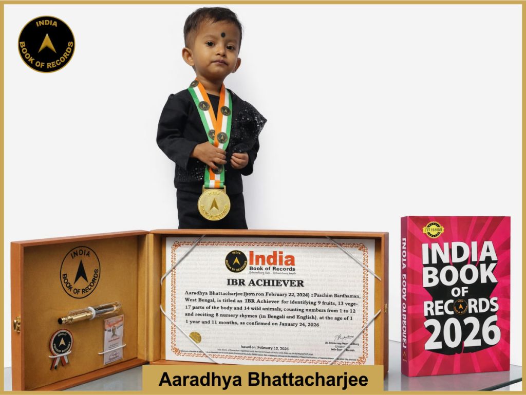 Image of Aaradhya Bhattacharjee with IBR Achiever certificate.