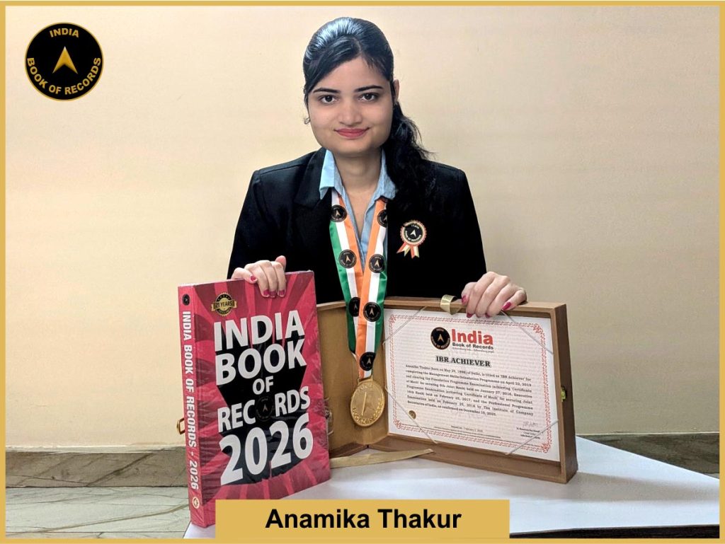 Pic of Anamika Thakur with IBR Achiever certificate.