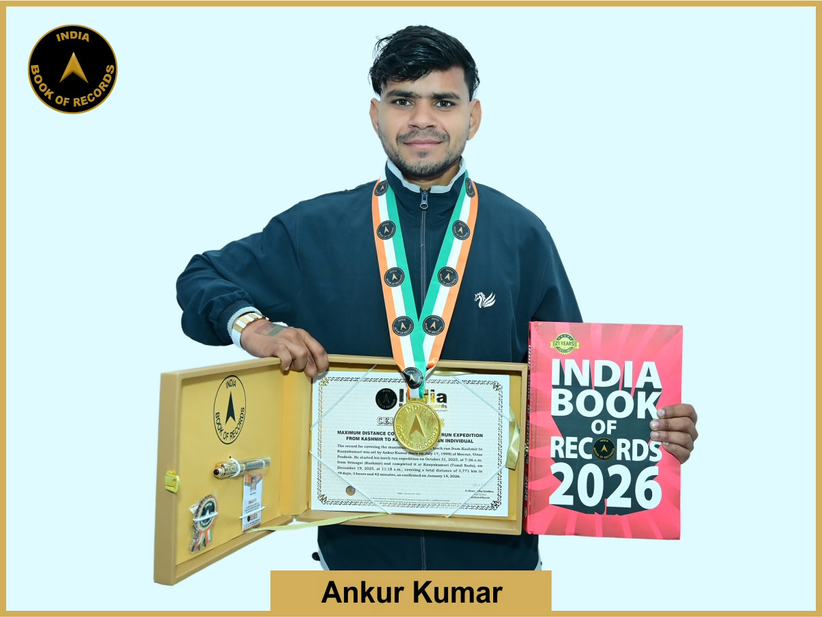 Maximum distance covered in a torch run expedition from Kashmir to Kanyakumari by an individual