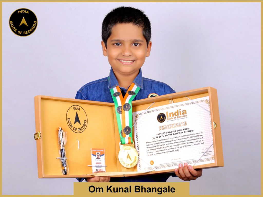 Fastest child to swim from Atal Setu to the Gateway of India