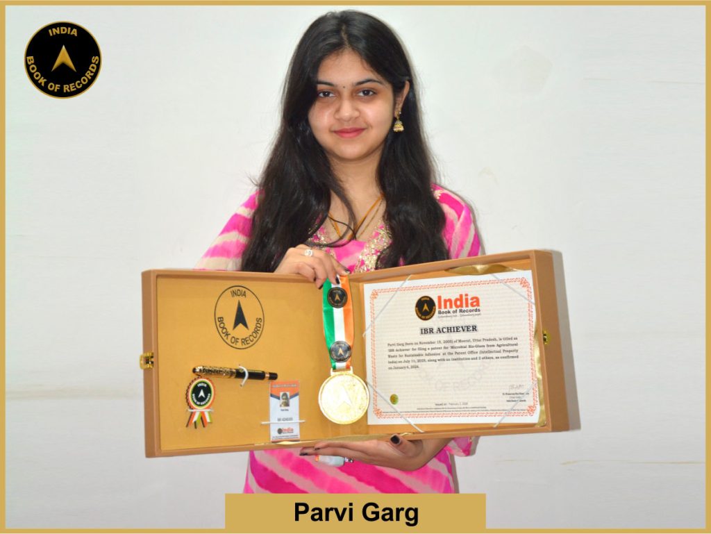 Image of Parvi Garg with IBR Achiever certificate.