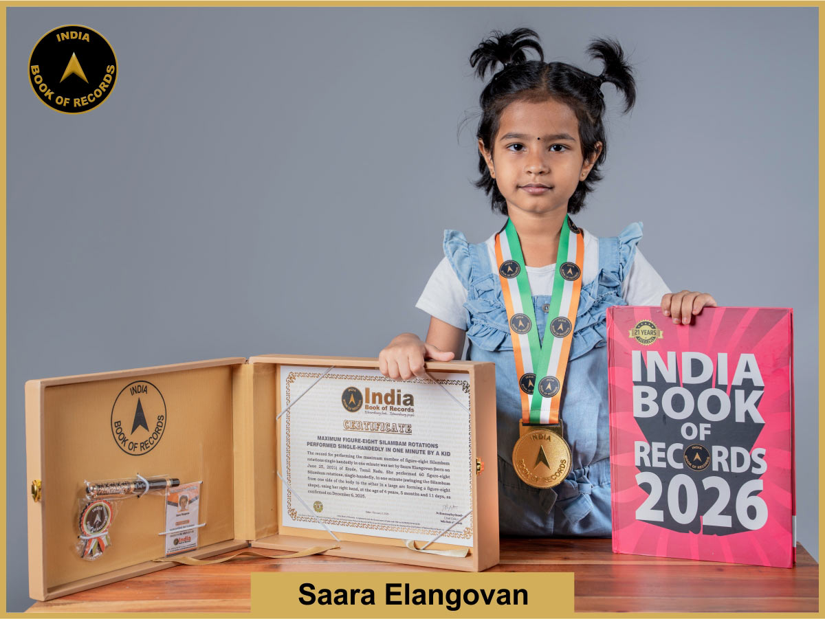 Maximum figure-eight Silambam rotations performed single-handedly in one minute by a kid
