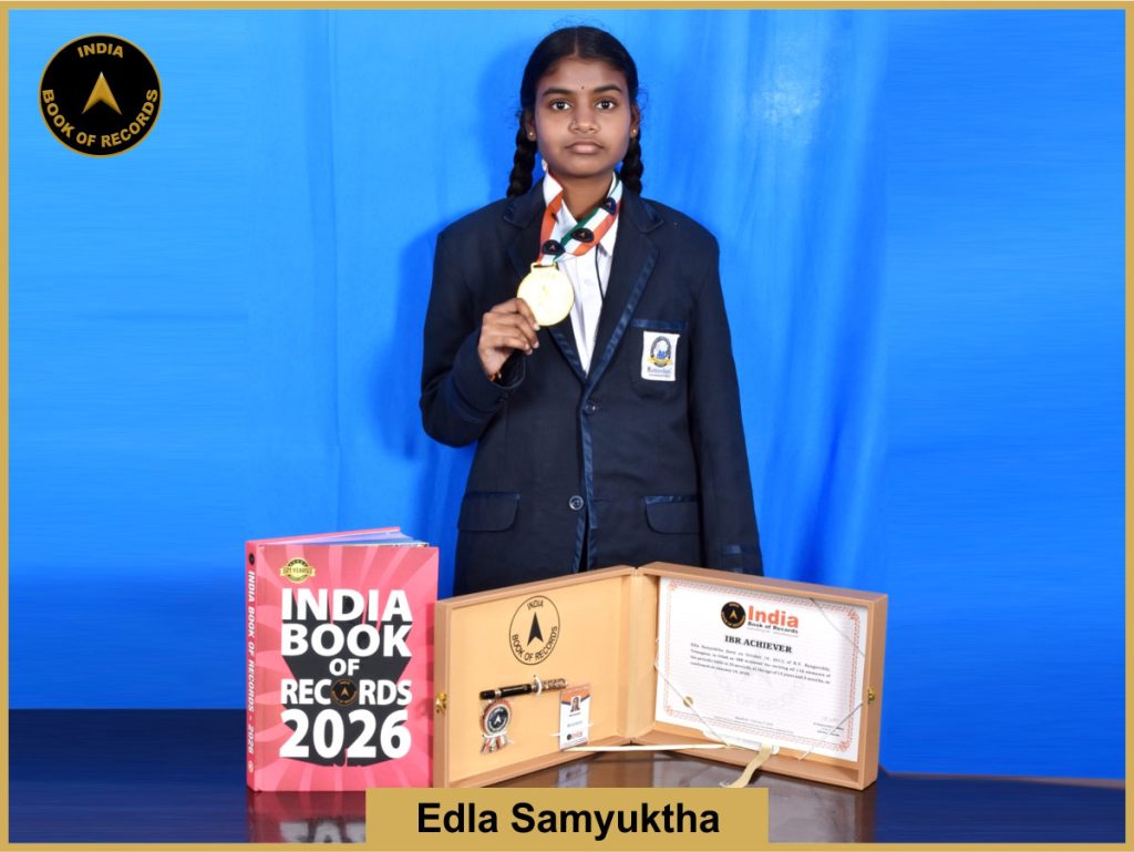 Image of Edla Samyuktha with IBR Achiever ertificate.