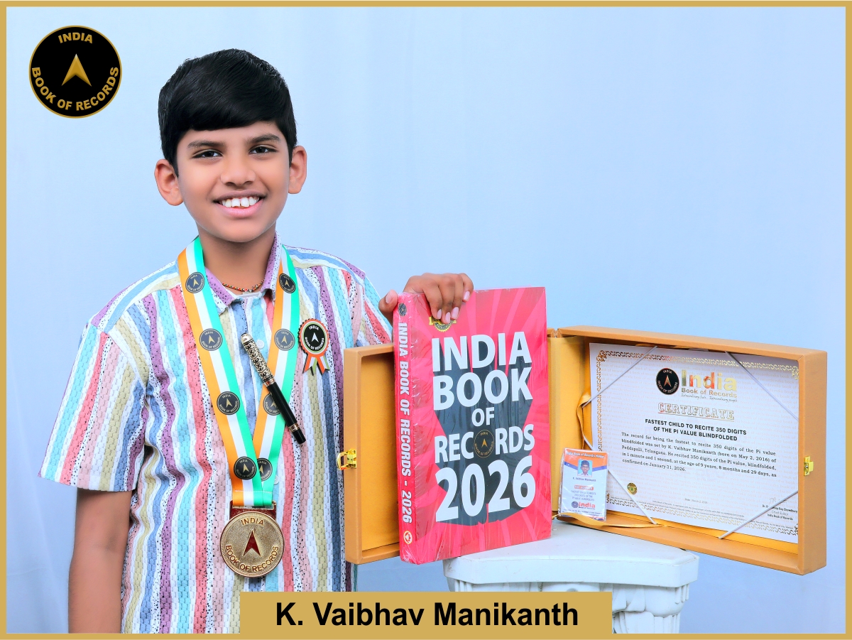 Fastest child to recite 350 digits of the Pi value blindfolded