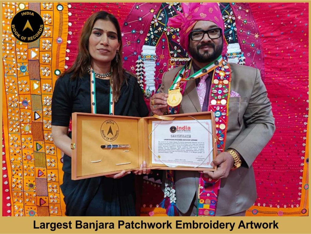 Image of Dr Naresh F Rathod Largest Banjara Patchwork Embroidery Artwork