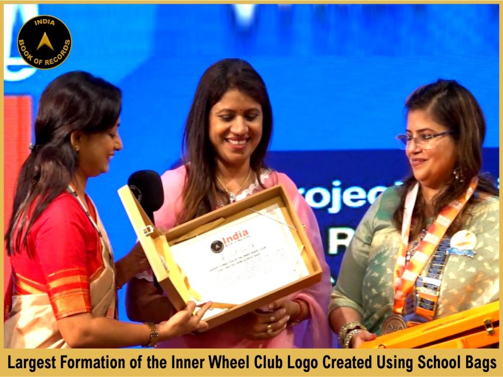 Largest Formation of the Inner Wheel Club Logo Created Using School Bags
