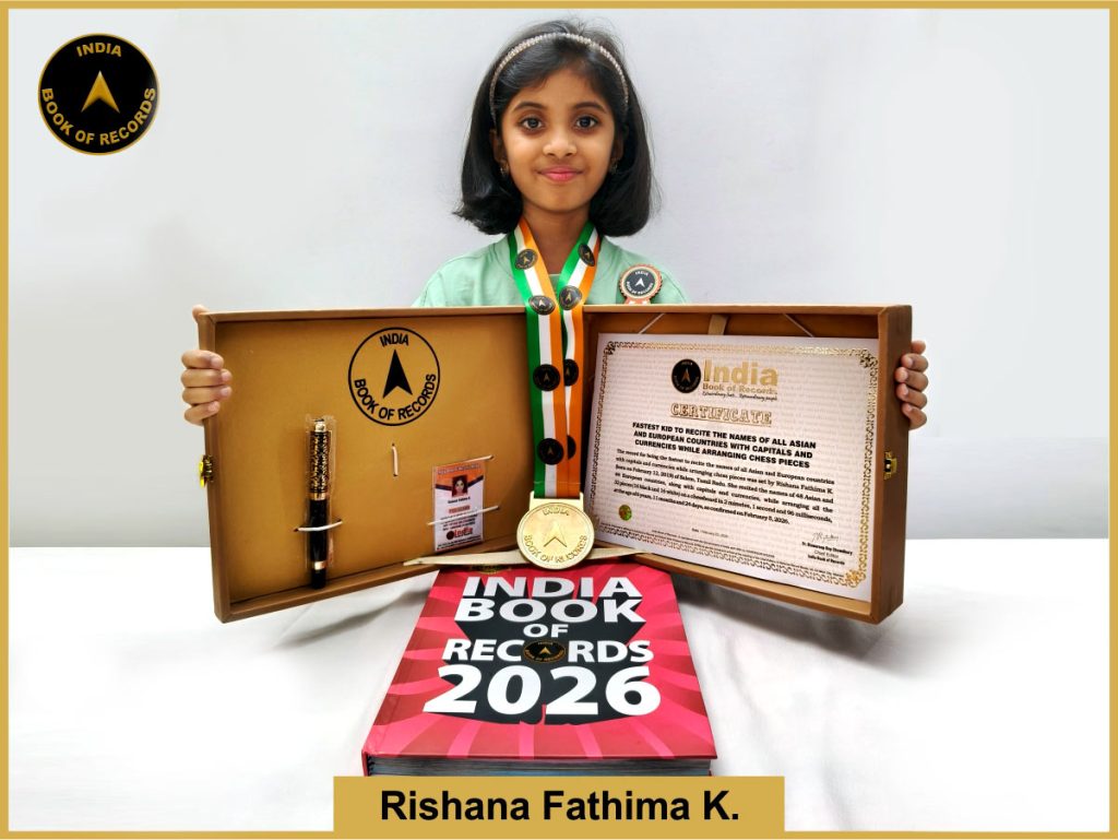 Fastest kid to recite the names of all Asian and European countries with capitals and currencies while arranging chess pieces
