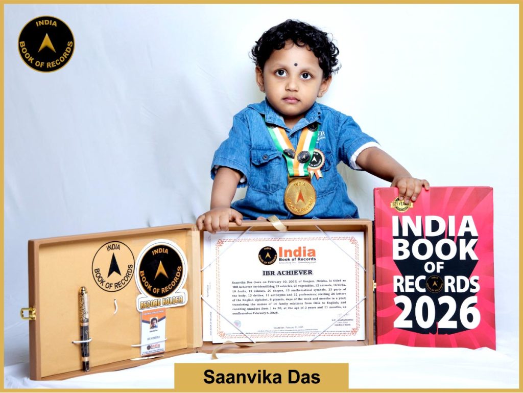 Image of Saanvika Das with IBR Achiever Certificate.