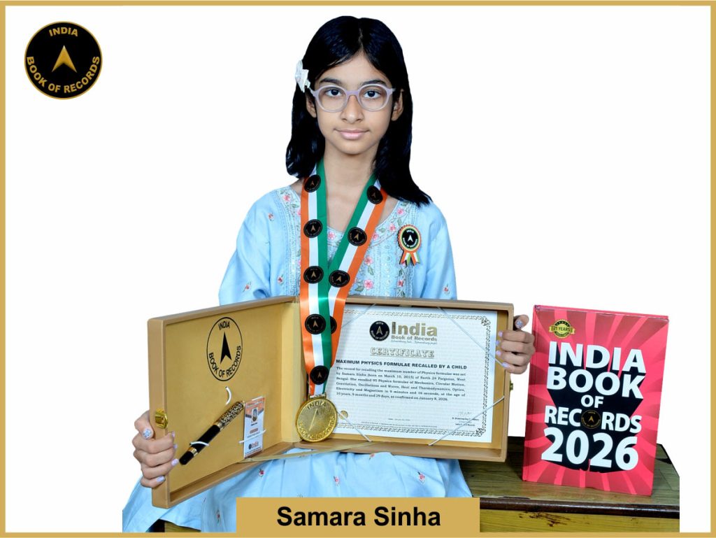 Image of Samara Sinha, Maximum Physics formulae recalled by a child