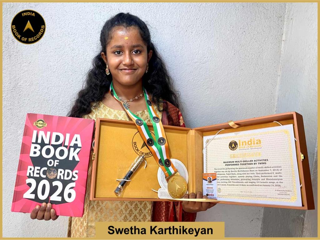 Image of Swetha Karthikeyan, Maximum multi-skilled activities performed together by twins.
