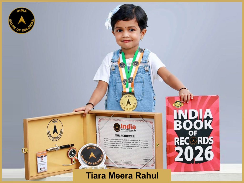 Image of Tiara Meera Rahul with IBR Achiever Certificate.