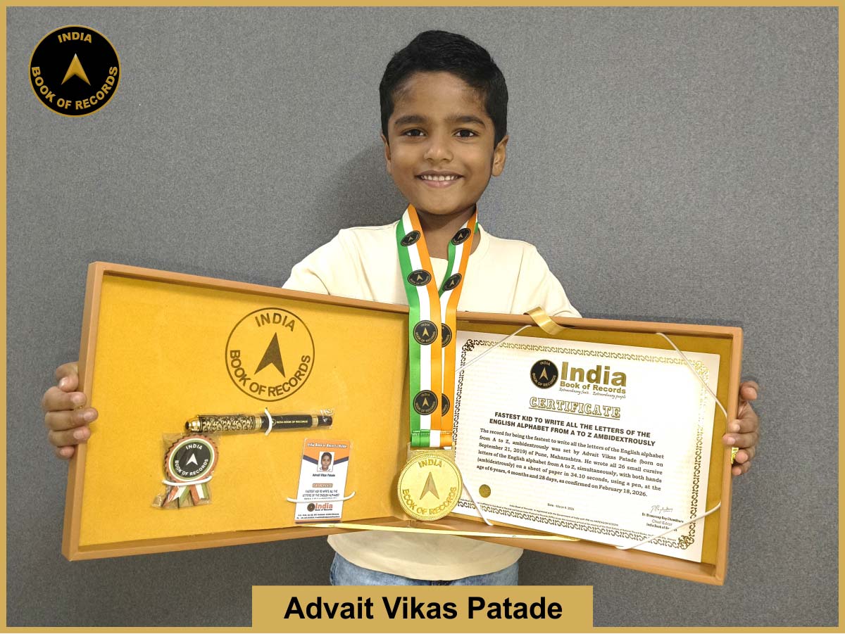 Fastest kid to write all the letters of the English alphabet from A to Z ambidextrously