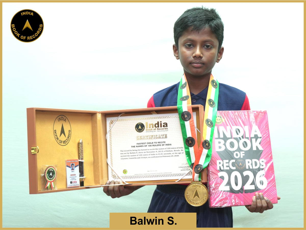 Fastest child to recite the names of 100 rulers of India