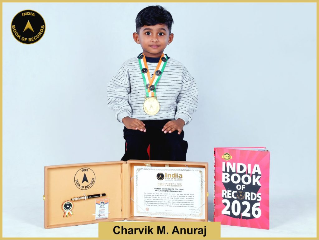 Image of Charvik M Anuraj, Fastest kid to recite ten long English words blindfolded 