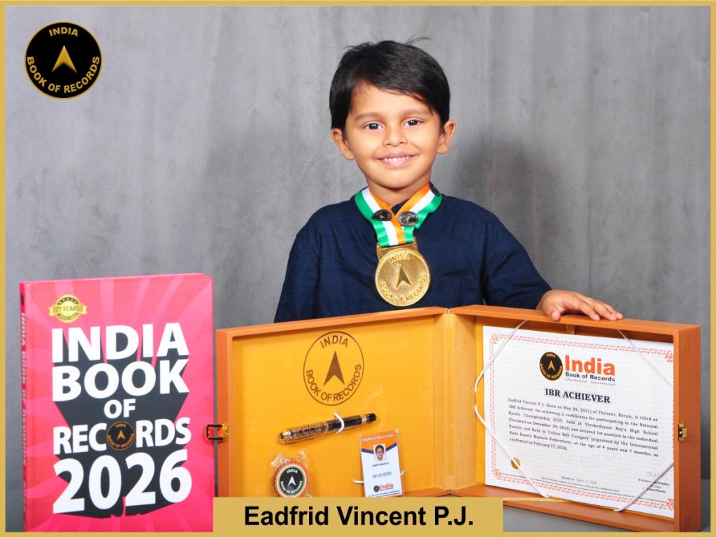 Image of Eadfrid Vincent P.J. with IBR Achiever certificate.