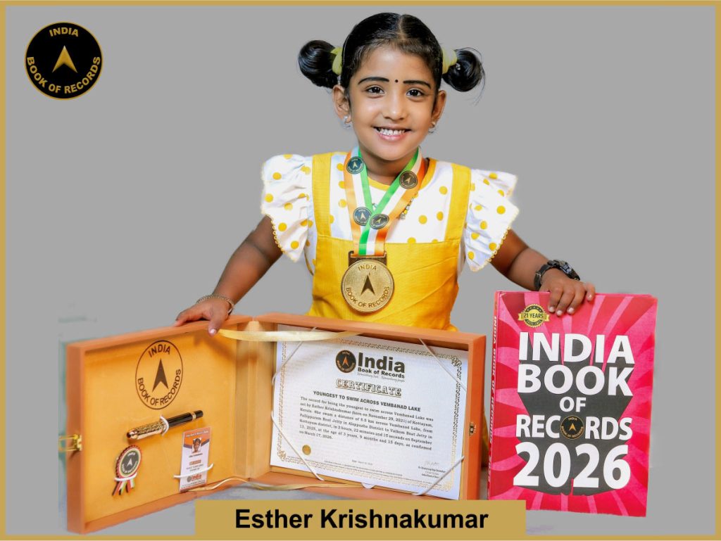 Image of Esther Krishnakumar, Youngest to swim across Vembanad Lake