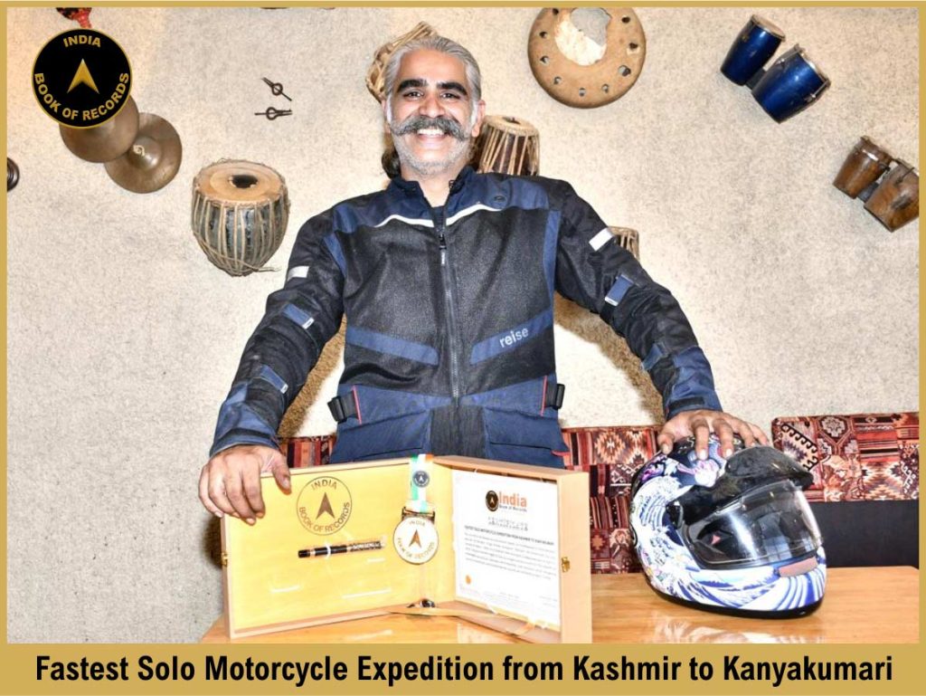 Fastest Solo Motorcycle Expedition from Kashmir to Kanyakumari