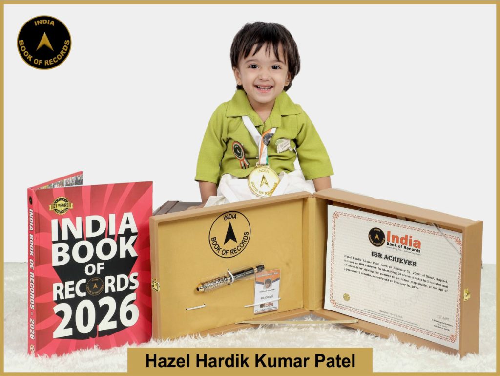 Image of Hazel Hardik Kumar Patel with IBR Achiever Certificate.