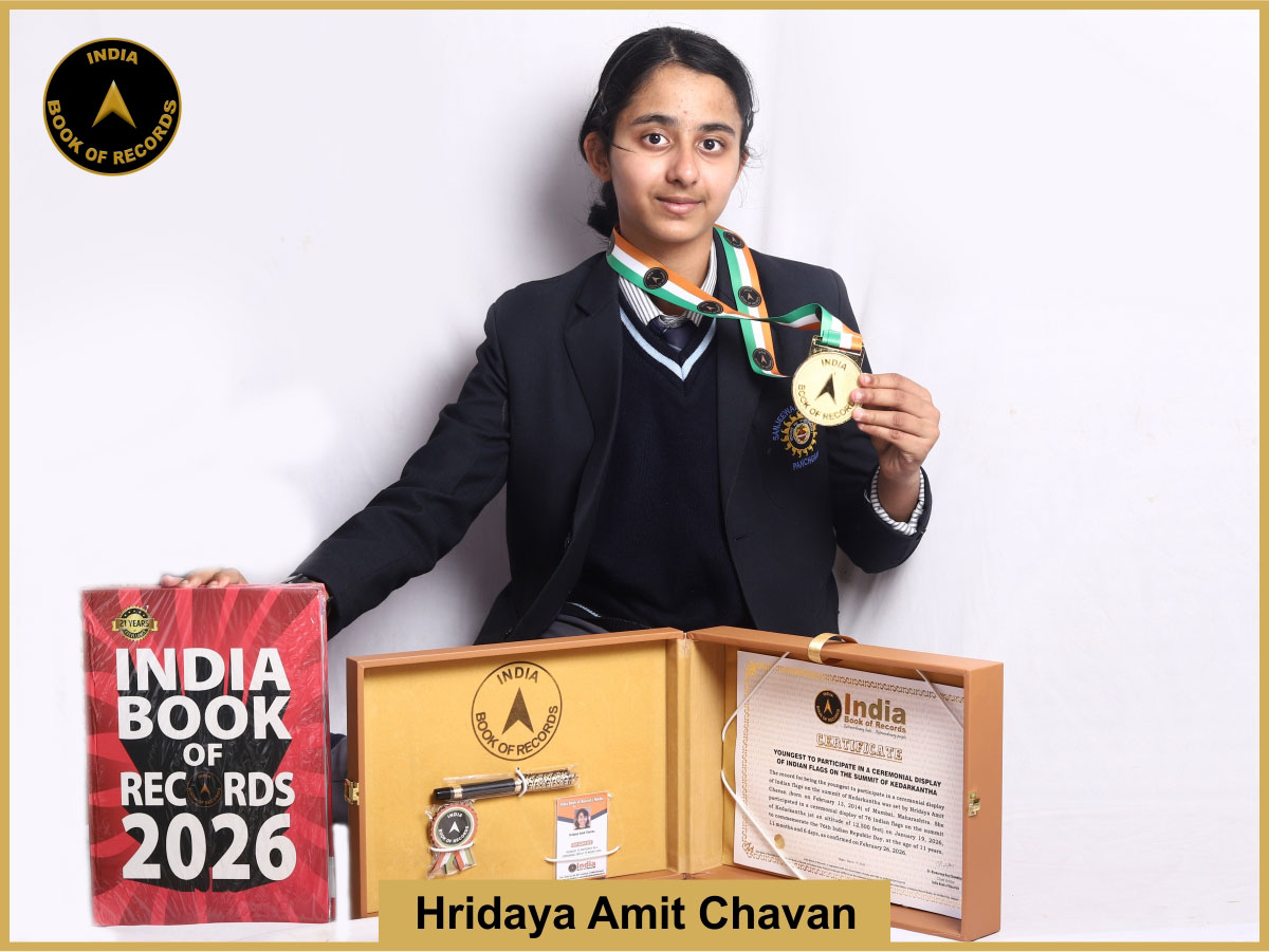 Youngest to participate in a ceremonial display of Indian flags on the summit of Kedarkantha
