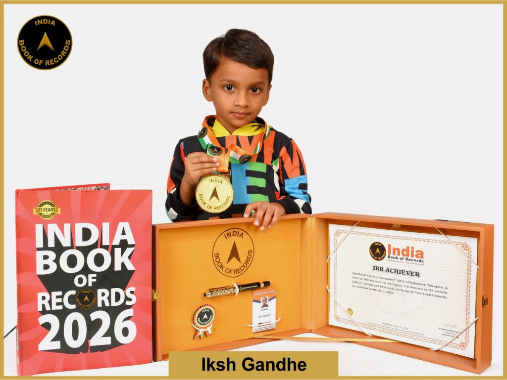 Image of Iksh Gandhe with IBR Achiever certificate