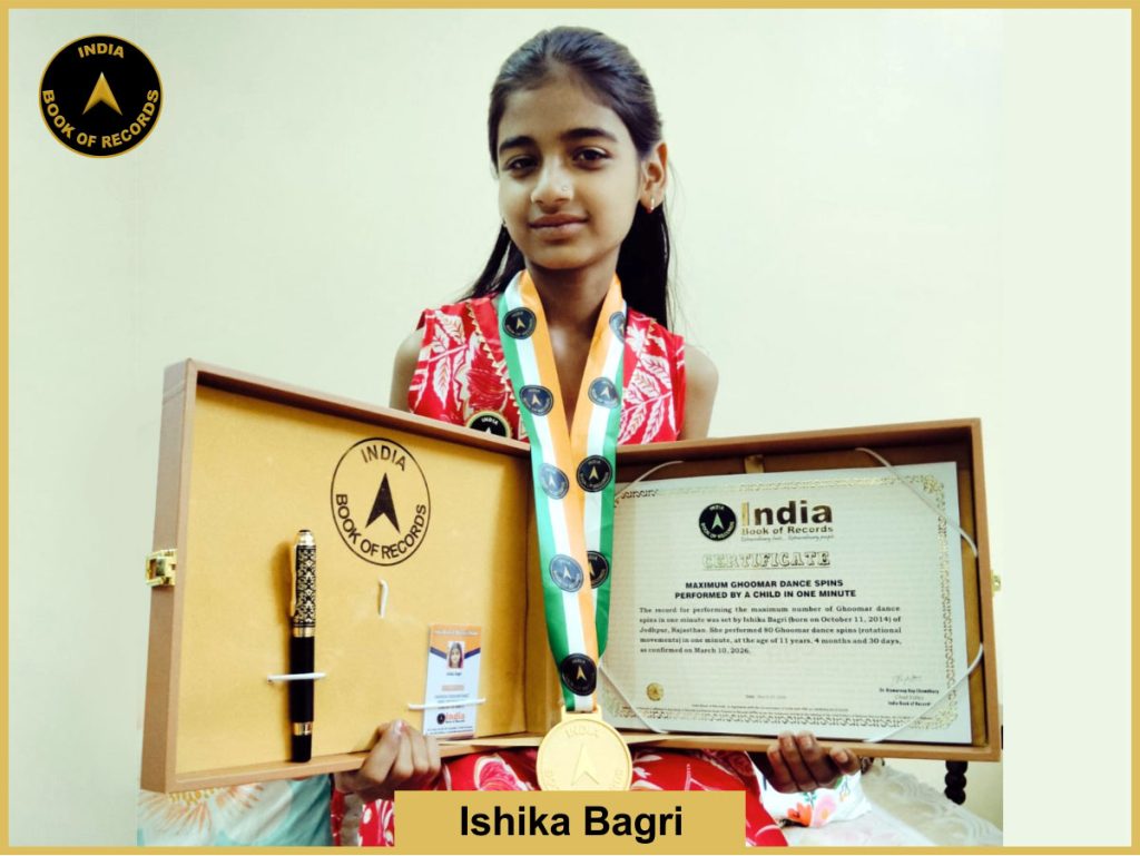 Image of Ishika Bagri, Maximum Ghoomar dance spins performed by a child in one minute