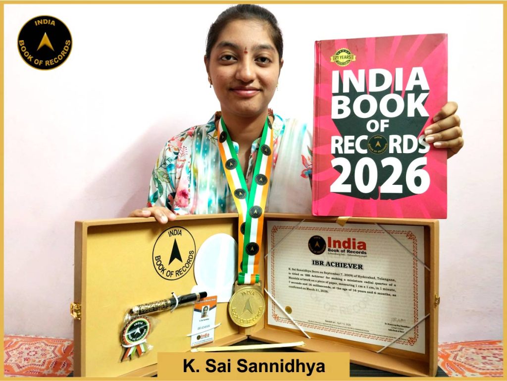 Image of K. Sai Sannidhya with IBR Achiever certificate.