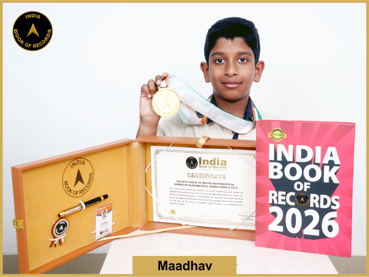 Fastest child to recite mathematical words in alphabetical order from A to Z