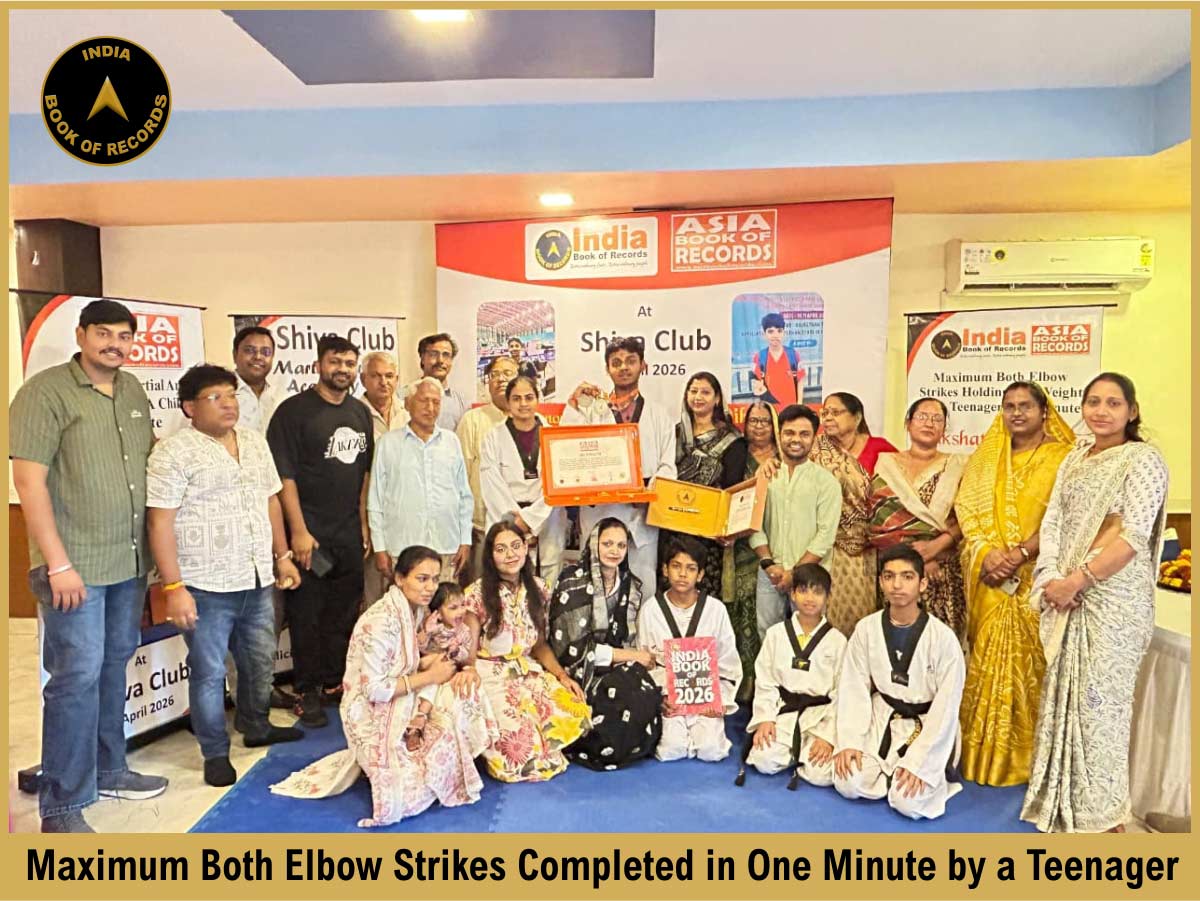 Maximum Both Elbow Strikes Completed in One Minute by a Teenager Holding a 2 Kg Weight