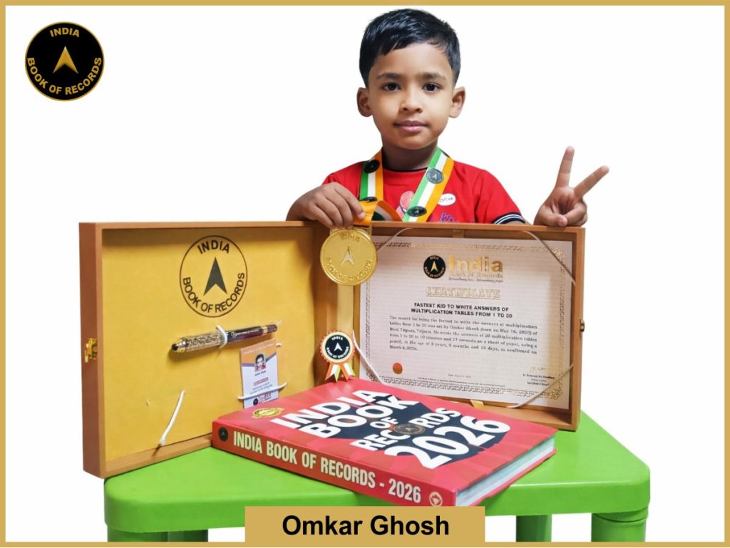 Image of Omkar Ghosh, Fastest kid to write answers of multiplication tables from 1 to 20