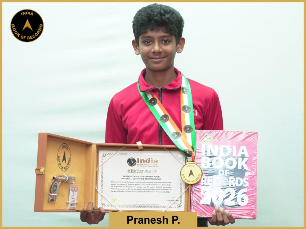 Image of Pranesh P, Fastest child to perform four physical activities continuously