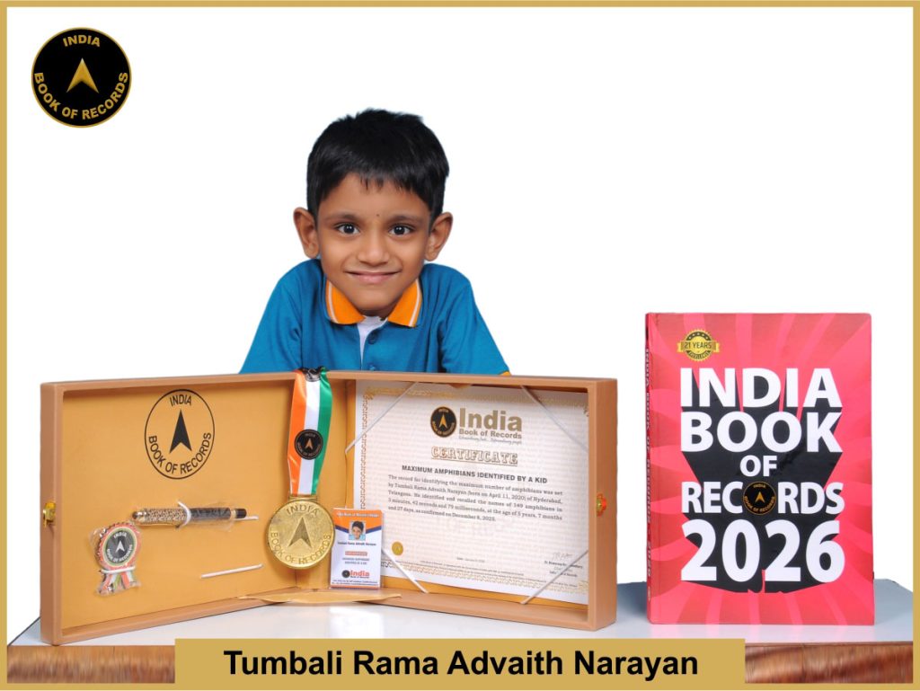 Image of Tumbali Rama Advaith Narayan, Maximum amphibians identified by a kid