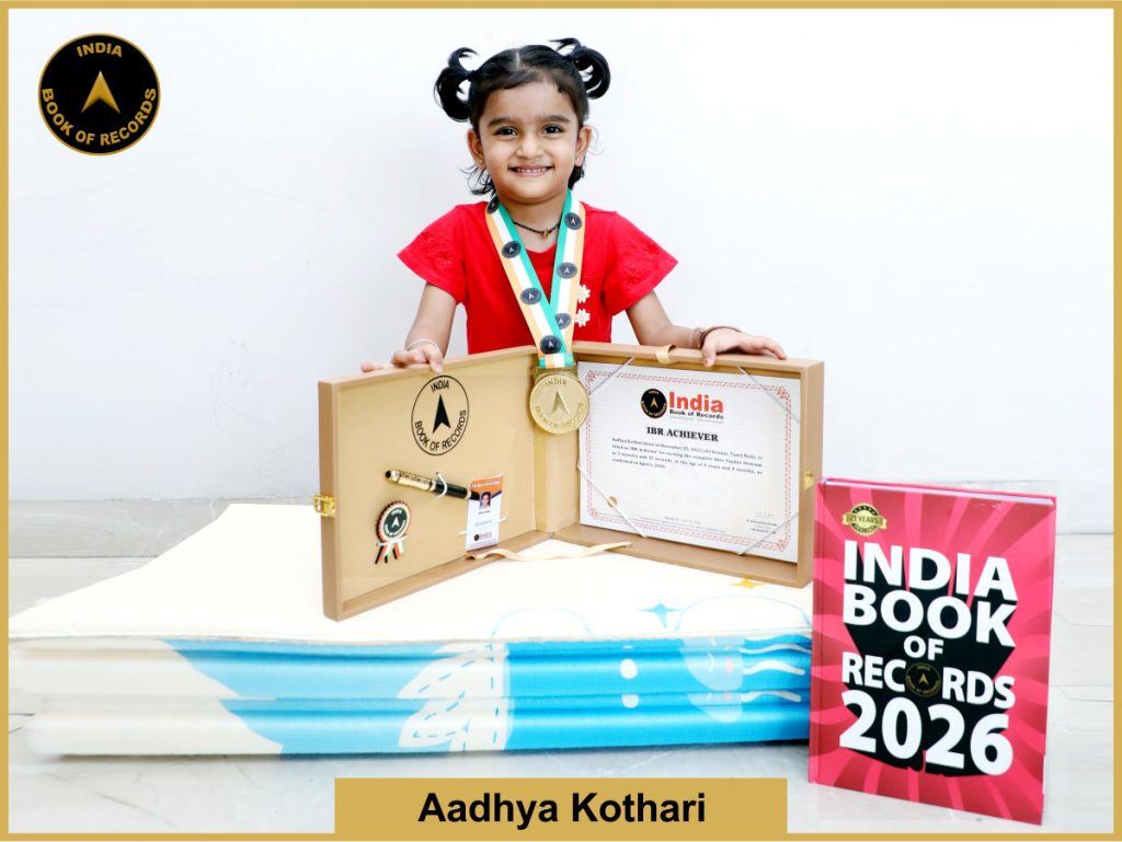 Image of Aadhya Kothari with IBR Achiever certificate.