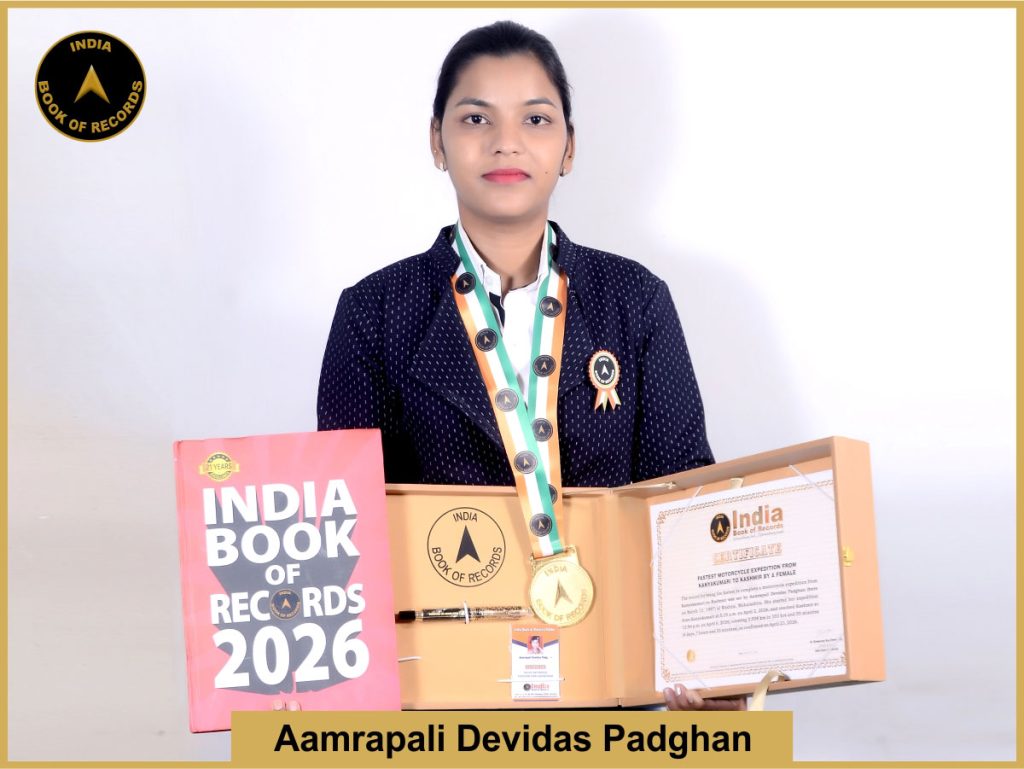 Image of Aamrapali Devidas Padghan, Fastest motorcycle expedition from Kanyakumari to Kashmir by a female.