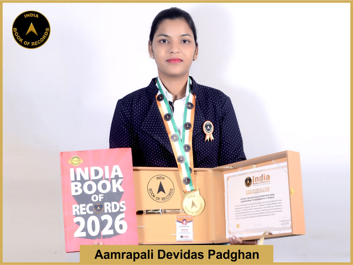 Fastest motorcycle expedition from Kanyakumari to Kashmir by a female